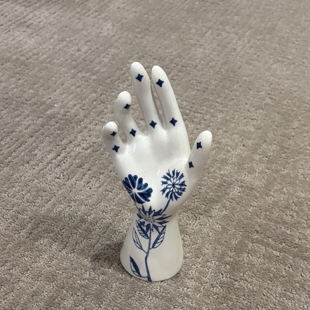 Urban Outfitters Ceramic Hand with Blue Floral Design
